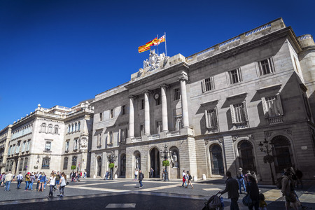 Generalitat Palace building of the Catalan government at Plaza de Sant Jaume barcelona spainのeditorial素材