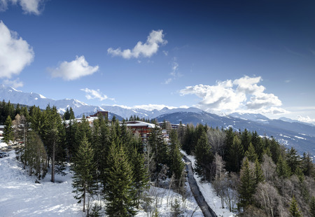 Les arcs french alps ski resort and mountains view near bourg saint maurice in Franceの写真素材