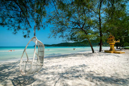 saracen Bay beach in tropical paradise Koh Rong Samloen island near Siahnaoukville in Cambodiaのeditorial素材