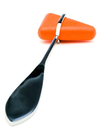 Close-up of a reflex hammer isolated over whiteの写真素材