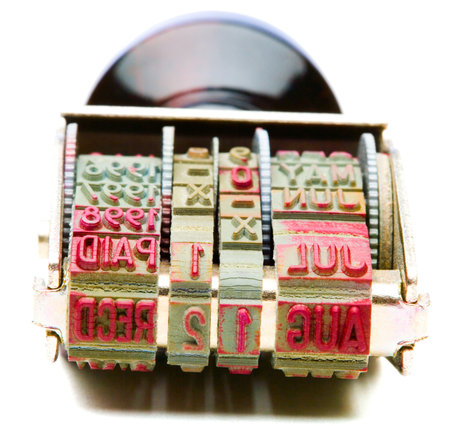 Single rubber stamp isolated over whiteの写真素材