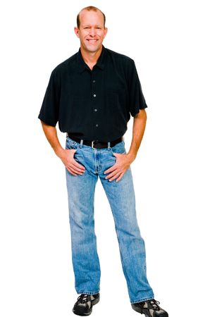 Portrait of a mature man smiling isolated over whiteの写真素材