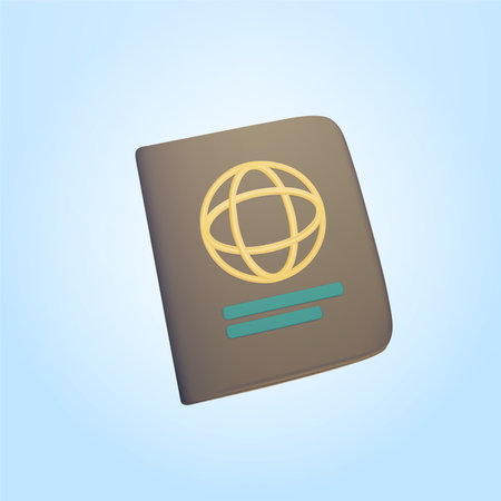 3D passport, id document icon. Travel, tourism and immigration concept. Pass render. International passport cover for travelling legal, personal immigration. 3d vector illustrationのイラスト素材