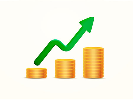 3d stack of coin isolate on white background, money saving, financial and business, growth up concept. Ladder career path for business growth success process. 3d vector illustration. Vector illustrationのイラスト素材