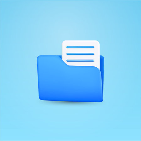 3d minimal folder and file, isolated on background. Icons for office, computer, file storage, disk. 3d vector illustration. Vector illustrationのイラスト素材