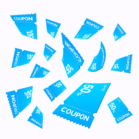 3d vouchers or coupons in different points of view, number of percentage discount, isolated on white background. Black friday banner concept. Promotional icon. 3d vector illustration. Vector illustrationのイラスト素材