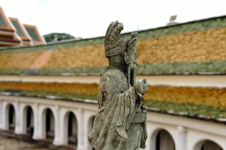 Nakhon Pathom / Thailand - August 26 2018: Chinese Warrior Stone Statues stand in Thai temple at Wat Phra Pathom Chedi(Big pagoda)のeditorial素材
