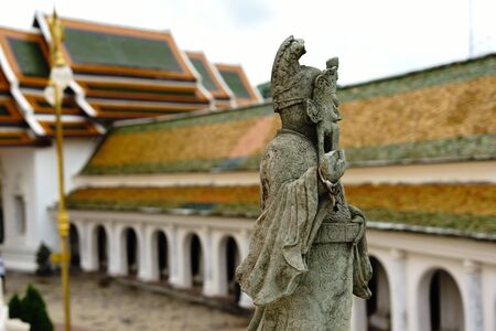 Nakhon Pathom / Thailand - August 26 2018: Chinese Warrior Stone Statues stand in Thai temple at Wat Phra Pathom Chedi(Big pagoda)のeditorial素材