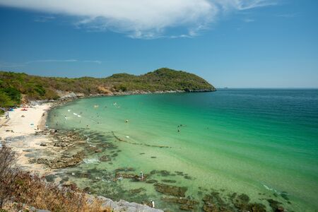 The sea landscape on hellfire pass beach of Koh Si Chang, Chonburi, Thailand.の写真素材
