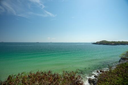 The sea landscape on hellfire pass beach of Koh Si Chang, Chonburi, Thailand.の写真素材