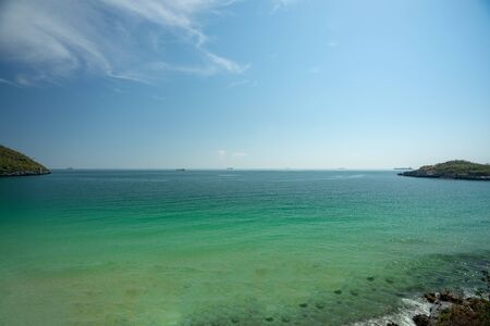 The sea landscape on hellfire pass beach of Koh Si Chang, Chonburi, Thailand.の写真素材