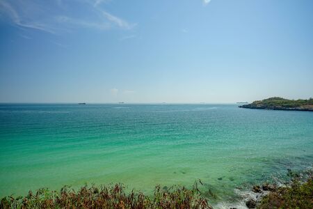 The sea landscape on hellfire pass beach of Koh Si Chang, Chonburi, Thailand.の写真素材