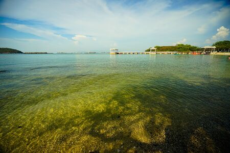 Atsadang Bridge of land mark in Sri Chang Island ,Thailandの写真素材