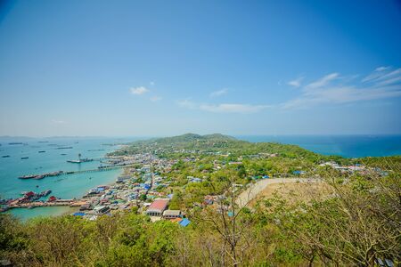 The sea landscape on hellfire pass beach of Koh Si Chang, Chonburi, Thailand.の写真素材