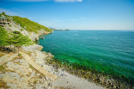 The sea landscape on hellfire pass beach of Koh Si Chang, Chonburi, Thailand.の写真素材
