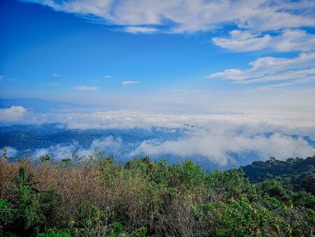 Morning a mountains and fog at Mon jam,Mae Raem, Chiang Mai, Thailand.の写真素材