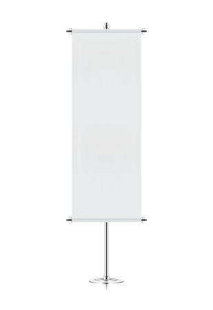vector realistic advertising banner. roll up banner mock-up with metal standのイラスト素材