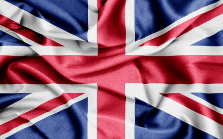 Waving flag of United Kingdom and  United Kingdom of Great Britainの写真素材