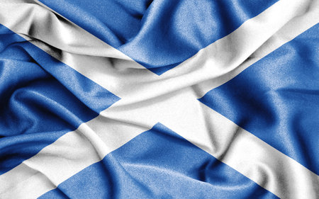 Waving flag of Scotland, Scotland flag in the wind. National flag of Scotland.の写真素材