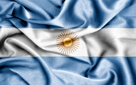 ruffled flag of argentina. 3d illustrationの写真素材