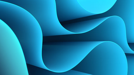 Abstract blue background with curved lines. 3d rendering. Computer digital drawing.