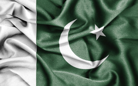 Waving flag of Pakistan, 3D illustration, close-upの写真素材