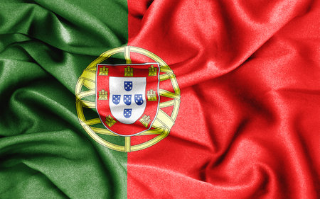 Satin flag, Fabric flag of Portugalの写真素材