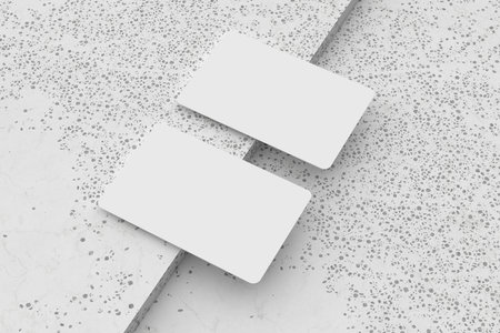 Rounded corners business cards mock up on marble stone. 3d illustrationの写真素材