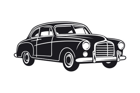 vintage classic car silhouette. retro car drawing. Vector illustrationのイラスト素材