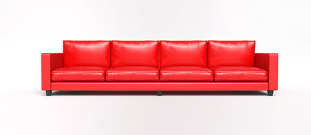 red sofa isolated. 3d render. High quality 3d illustrationの写真素材