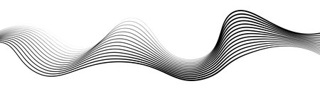 abstract smooth waves background. black and white wavy stripes backgroundのイラスト素材
