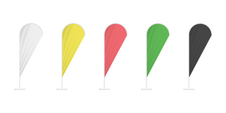 set of multicolor teardrop flags. flag mock up. Vector illustrationのイラスト素材