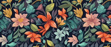 vector floral pattern, spring summer background with tropical flowers. exotic wallpaper. Vector illustrationのイラスト素材