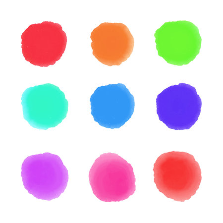 watercolor stain collection. colored watercolor circles. vector illustrationのイラスト素材