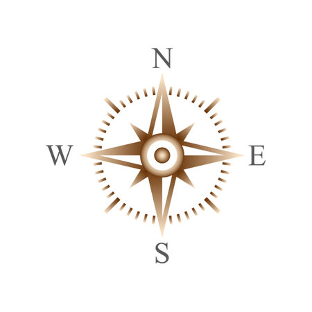 gold compass on white background. Vector illustrationのイラスト素材