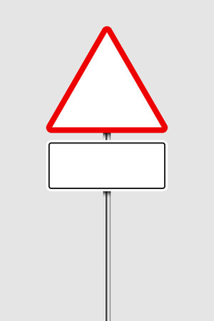 illustration of road warning sign isolated. realistic blank traffic regulatory template. Vector illustrationのイラスト素材