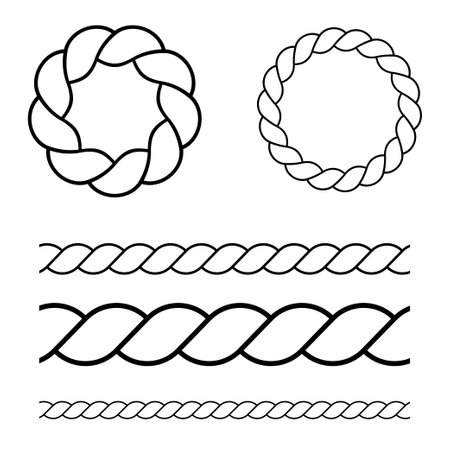 set of rope pattern brushes. Vector illustrationのイラスト素材
