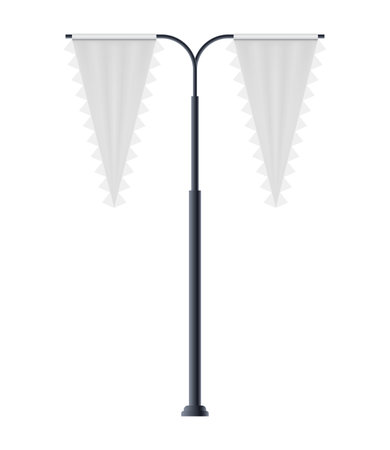 street pennant flag banners mock up isolated. Vector illustrationのイラスト素材