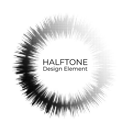 Halftone circle frame. abstract dots emblem design template. halftone circle dots raster texture. Vector illustrationのイラスト素材