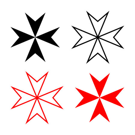 set of maltese cross icons. Vector illustrationのイラスト素材