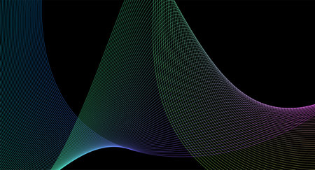 colorful motion sound wave on a dark background. Vector illustrationのイラスト素材