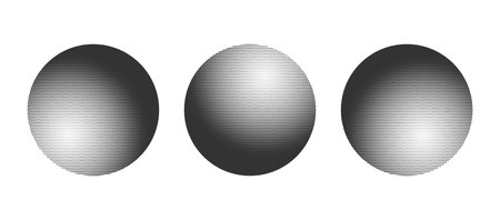 dotwork 3D Spheres. halftone background. Vector illustrationのイラスト素材
