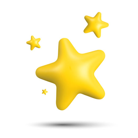 floating yellow stars isolated on white. Vector illustrationのイラスト素材