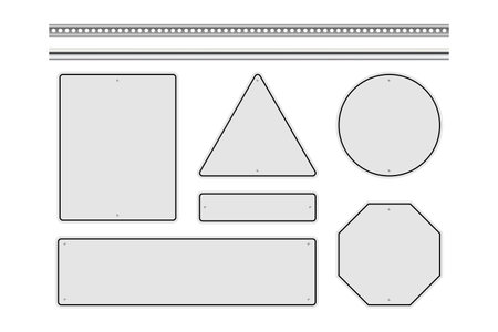 set of roadsign plates with metal poles. road signs mock up. Vector illustrationのイラスト素材