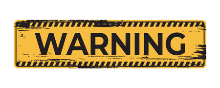 Warning vintage grunge metal sign on a white background. Vector illustrationのイラスト素材