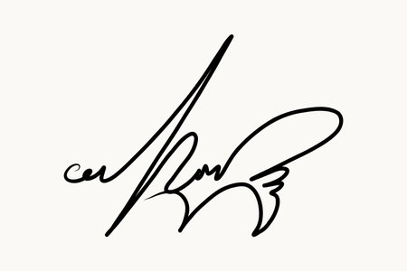 Fake hand drawn autograph. Handwritten signature for sign papers and documents. Vector illustrationのイラスト素材