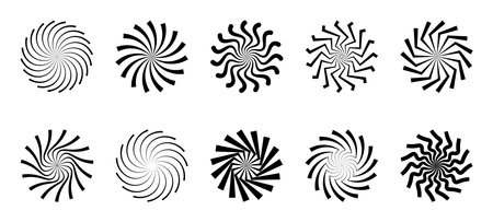 Sunburst radial stripes. set of radial backdrops. comic rays. Vector illustrationのイラスト素材