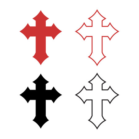 medieval coat of arms icons. templar cross isolated. Vector illustrationのイラスト素材