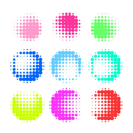 colored circle dotted halftones isolated. Vector illustrationのイラスト素材