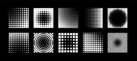 Logo design element. Halftone circular dotted frames set. Vector illustration